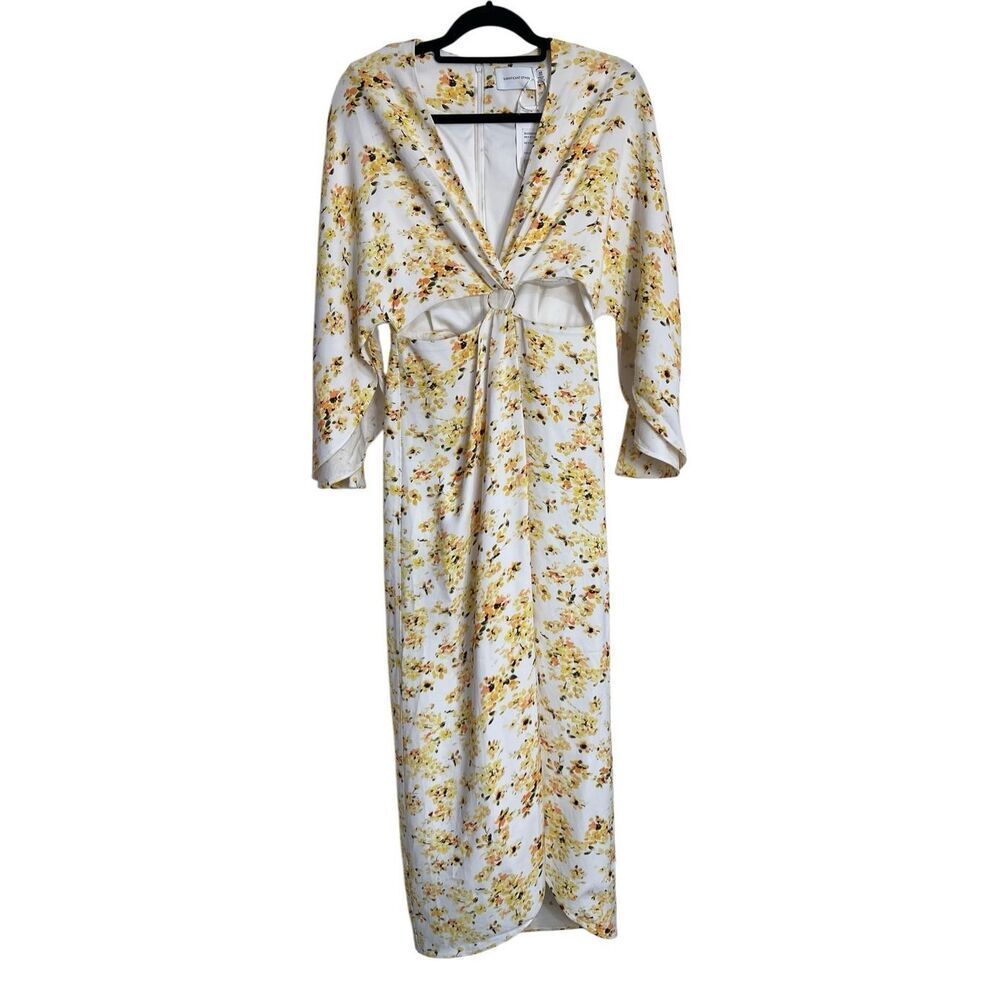 Significant Other Dress Womens Size 4 Yellow White‎ Rey Midi Floral Cutout NWT